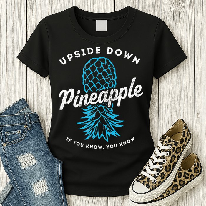 Retro Upside Down Pineapple Swinger Womens T-Shirt