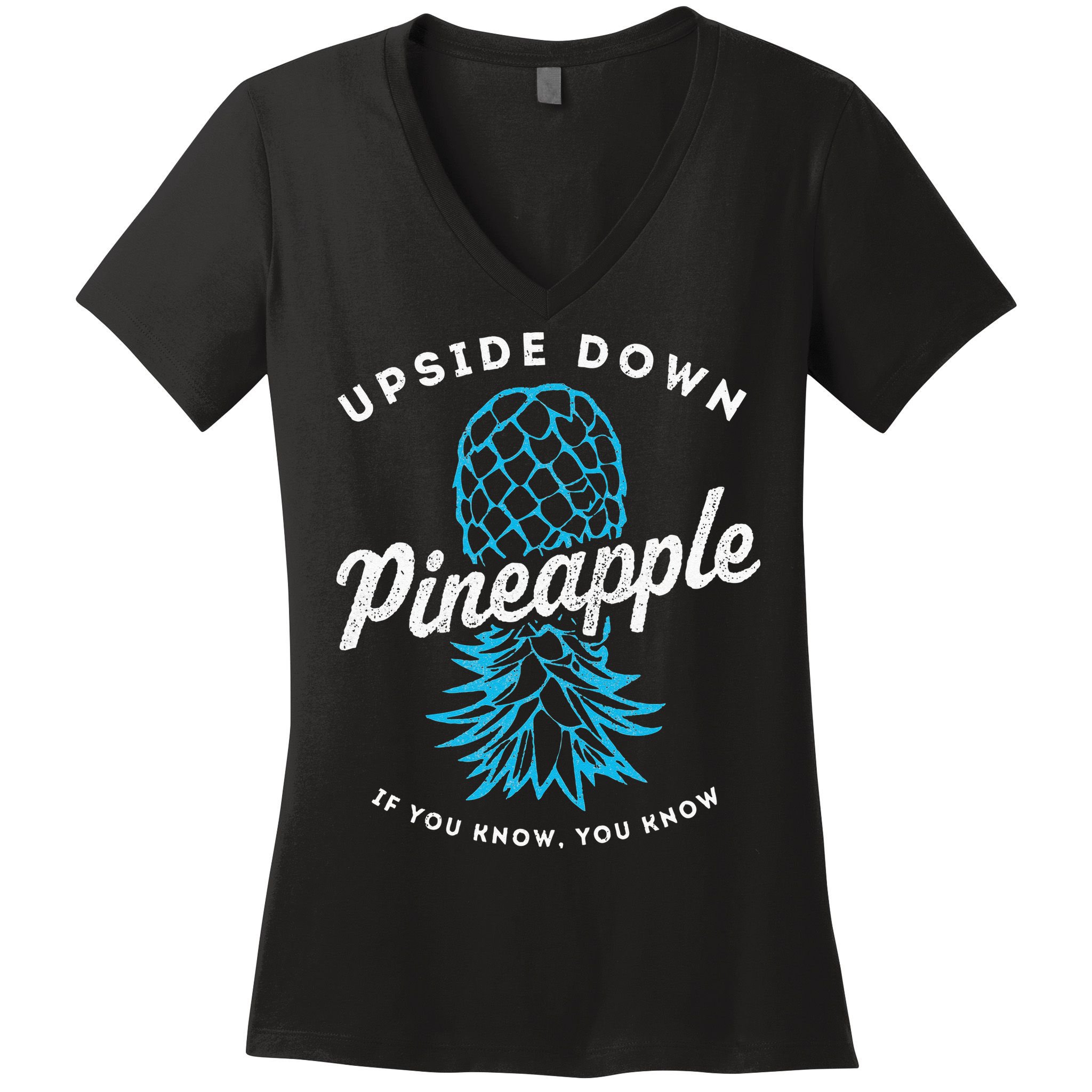 Retro Upside Down Pineapple Swinger Women's V-Neck T-Shirt
