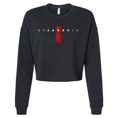 Retro Upside Down Pineapple Swinger Cropped Pullover Crew