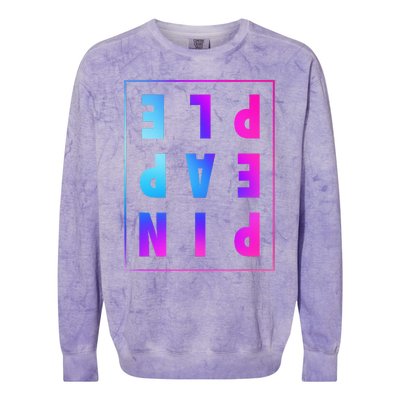 Retro Upside Down Pineapple Swinger Pastel Text Grid Colorblast Crewneck Sweatshirt