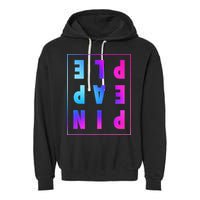 Retro Upside Down Pineapple Swinger Pastel Text Grid Garment-Dyed Fleece Hoodie