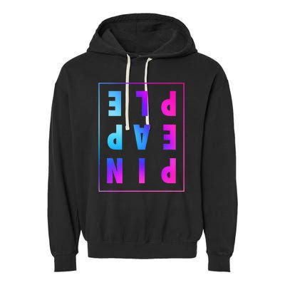 Retro Upside Down Pineapple Swinger Pastel Text Grid Garment-Dyed Fleece Hoodie