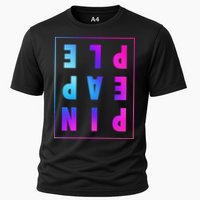 Retro Upside Down Pineapple Swinger Pastel Text Grid Performance Shirt