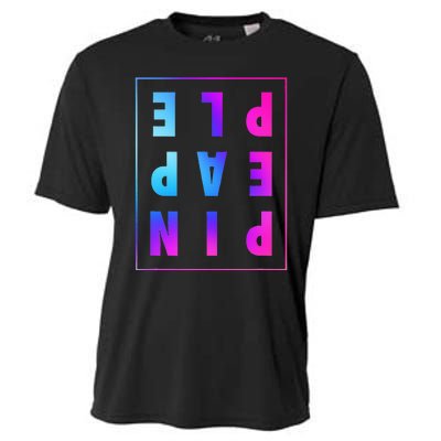 Retro Upside Down Pineapple Swinger Pastel Text Grid Cooling Performance Crew T-Shirt