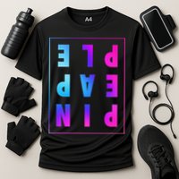 Retro Upside Down Pineapple Swinger Pastel Text Grid Performance Shirt