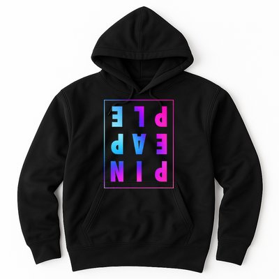 Retro Upside Down Pineapple Swinger Pastel Text Grid Hoodie