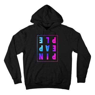 Retro Upside Down Pineapple Swinger Pastel Text Grid Hoodie