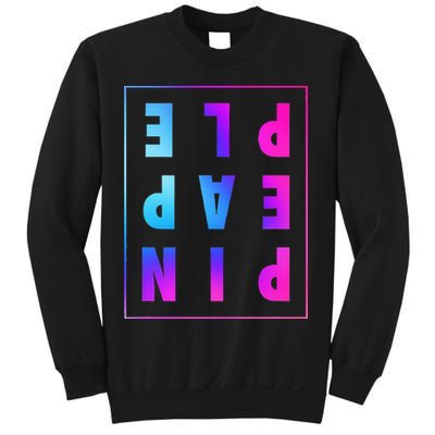 Retro Upside Down Pineapple Swinger Pastel Text Grid Sweatshirt