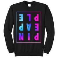 Retro Upside Down Pineapple Swinger Pastel Text Grid Sweatshirt