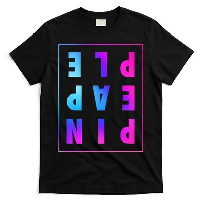 Retro Upside Down Pineapple Swinger Pastel Text Grid T-Shirt