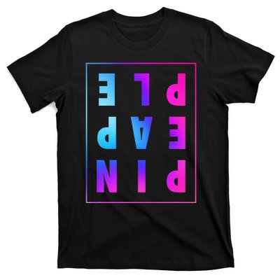 Retro Upside Down Pineapple Swinger Pastel Text Grid T-Shirt