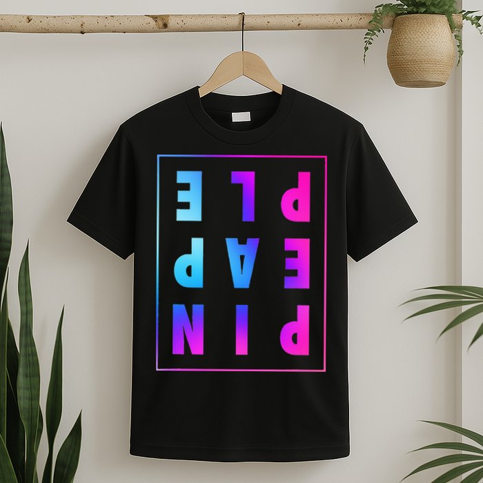 Retro Upside Down Pineapple Swinger Pastel Text Grid T-Shirt