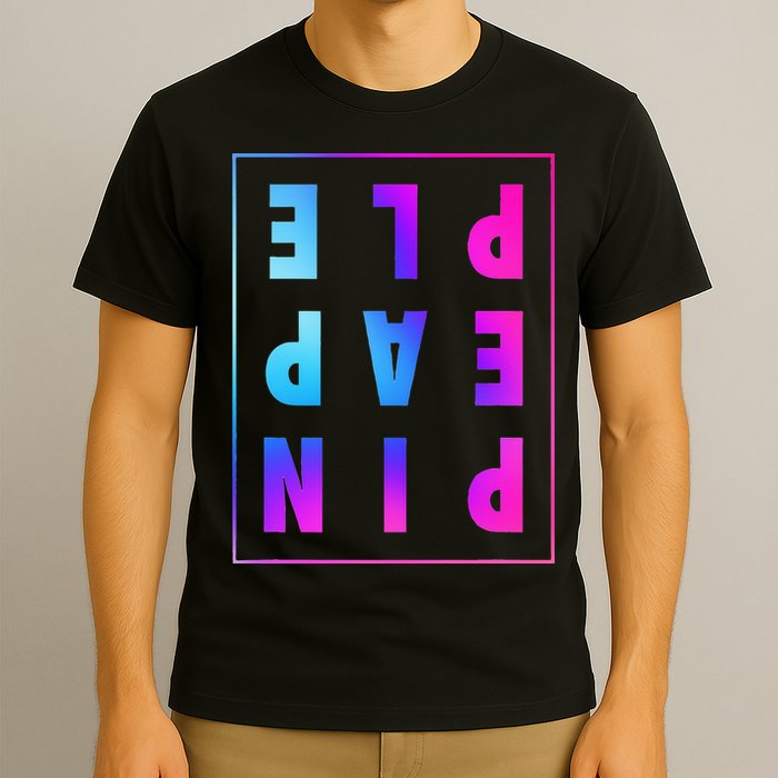 Retro Upside Down Pineapple Swinger Pastel Text Grid T-Shirt