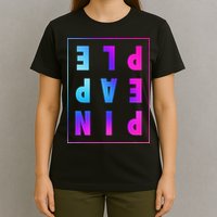 Retro Upside Down Pineapple Swinger Pastel Text Grid T-Shirt