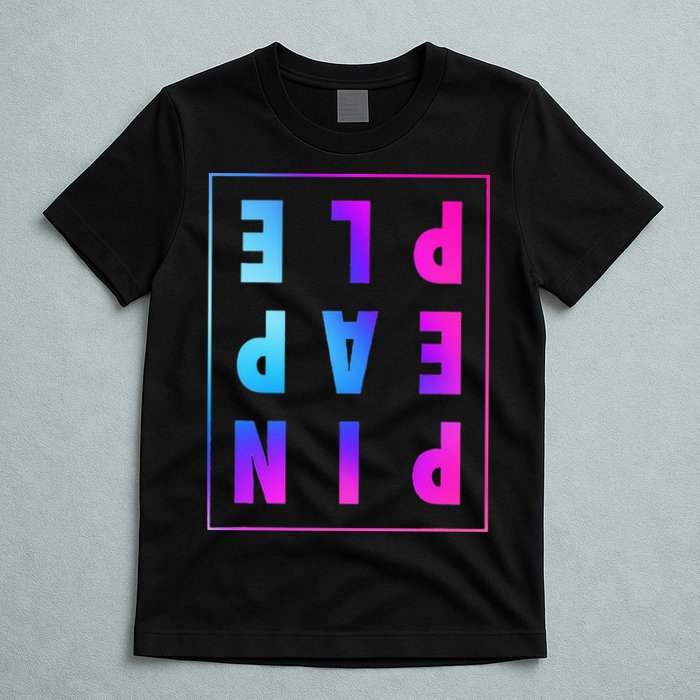Retro Upside Down Pineapple Swinger Pastel Text Grid T-Shirt