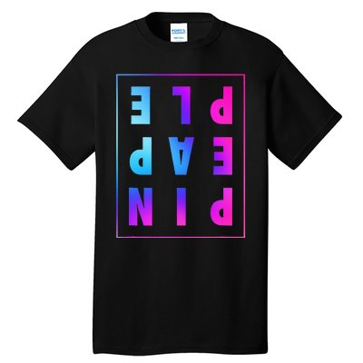 Retro Upside Down Pineapple Swinger Pastel Text Grid Tall T-Shirt