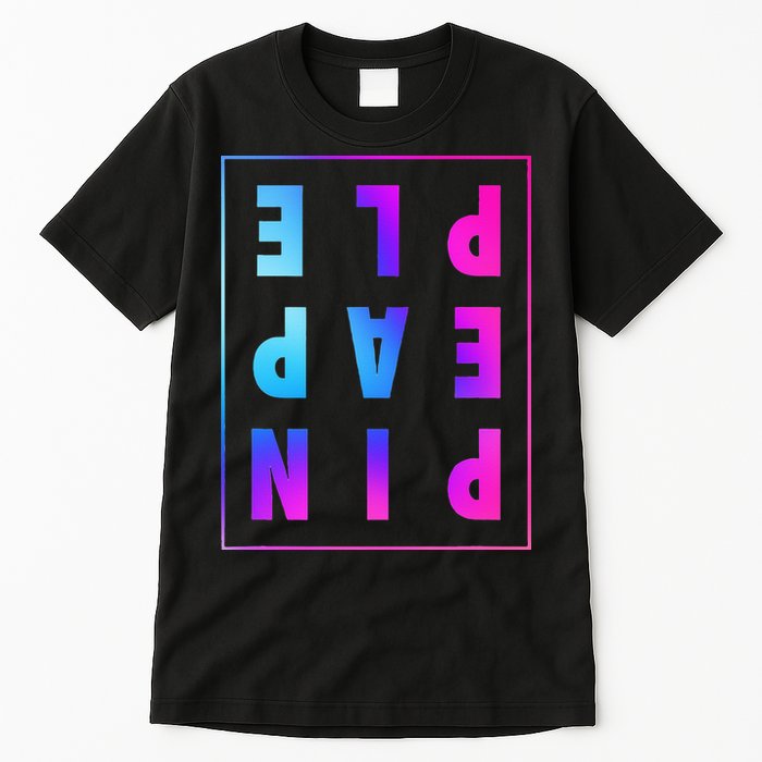 Retro Upside Down Pineapple Swinger Pastel Text Grid Tall T-Shirt