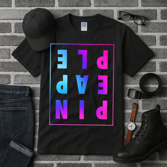 Retro Upside Down Pineapple Swinger Pastel Text Grid Tall T-Shirt