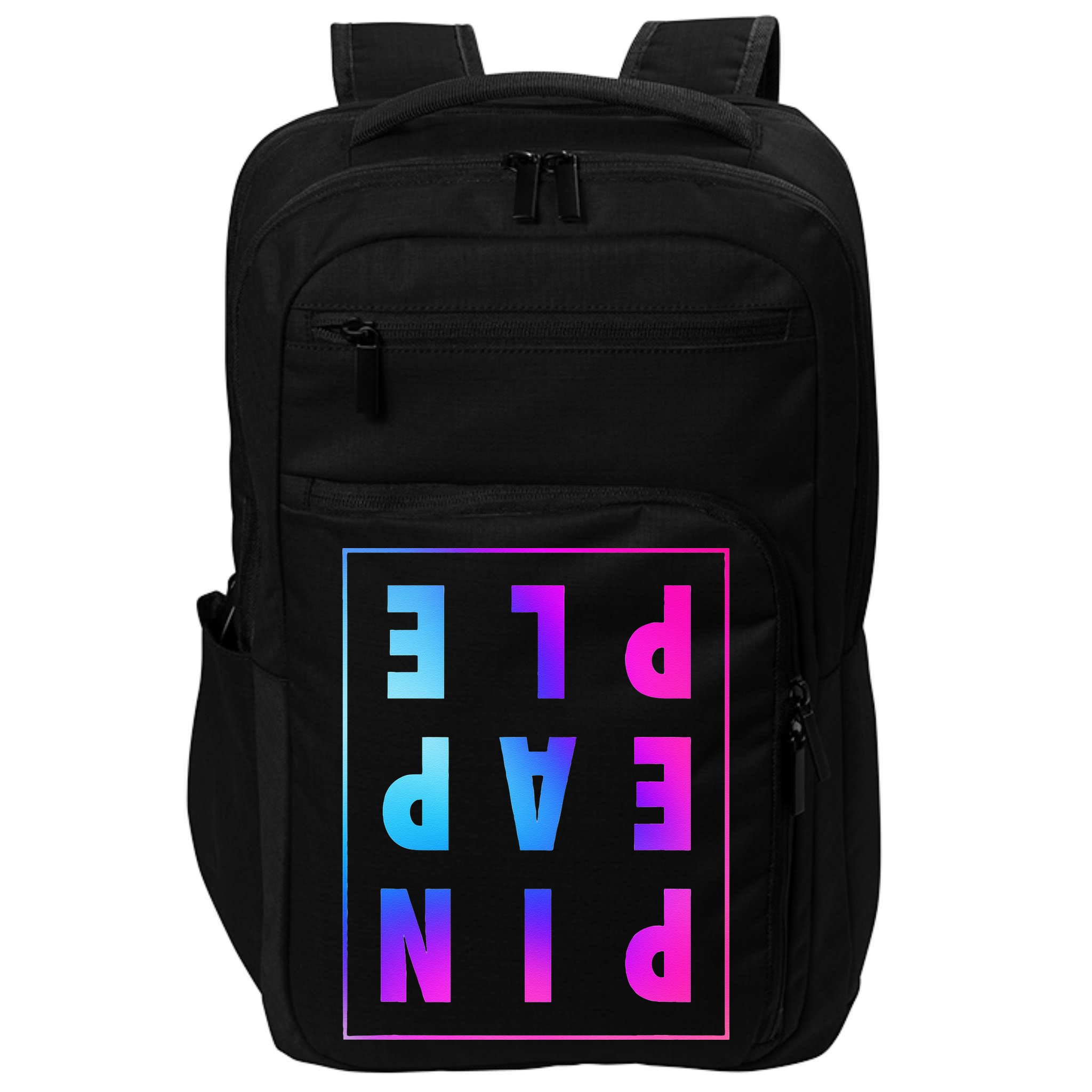 Retro Upside Down Pineapple Swinger Pastel Text Grid Impact Tech Backpack