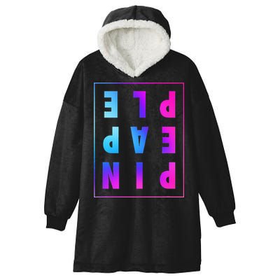 Retro Upside Down Pineapple Swinger Pastel Text Grid Hooded Wearable Blanket