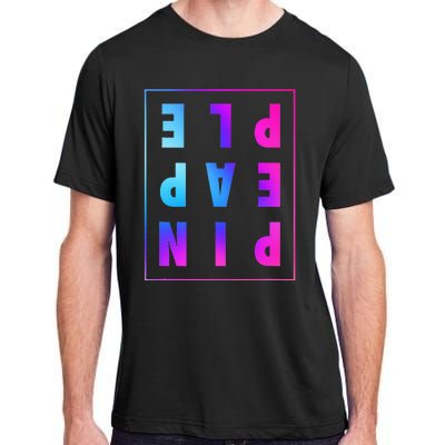 Retro Upside Down Pineapple Swinger Pastel Text Grid Adult ChromaSoft Performance T-Shirt