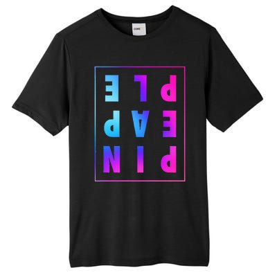 Retro Upside Down Pineapple Swinger Pastel Text Grid Tall Fusion ChromaSoft Performance T-Shirt