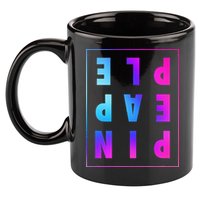 Retro Upside Down Pineapple Swinger Pastel Text Grid 11oz C Handle Ceramic Mug