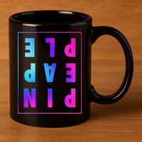 Retro Upside Down Pineapple Swinger Pastel Text Grid 11oz C Handle Ceramic Mug