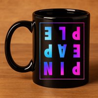 Retro Upside Down Pineapple Swinger Pastel Text Grid 11oz C Handle Ceramic Mug