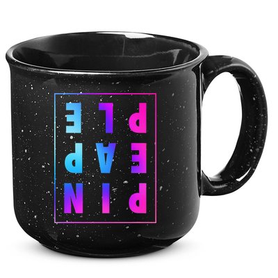 Retro Upside Down Pineapple Swinger Pastel Text Grid 15oz Campfire Ceramic Mug
