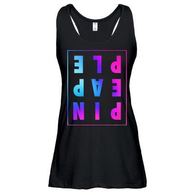 Retro Upside Down Pineapple Swinger Pastel Text Grid Ladies Essential Flowy Tank