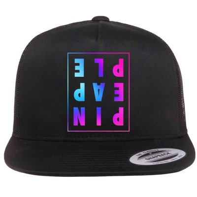 Retro Upside Down Pineapple Swinger Pastel Text Grid Flatbill Hat
