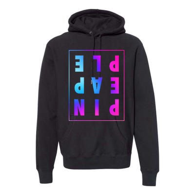 Retro Upside Down Pineapple Swinger Pastel Text Grid Premium Hoodie