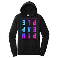 Retro Upside Down Pineapple Swinger Pastel Text Grid Women's Pullover Hoodie