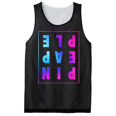 Retro Upside Down Pineapple Swinger Pastel Text Grid Mesh Reversible Basketball Jersey Tank