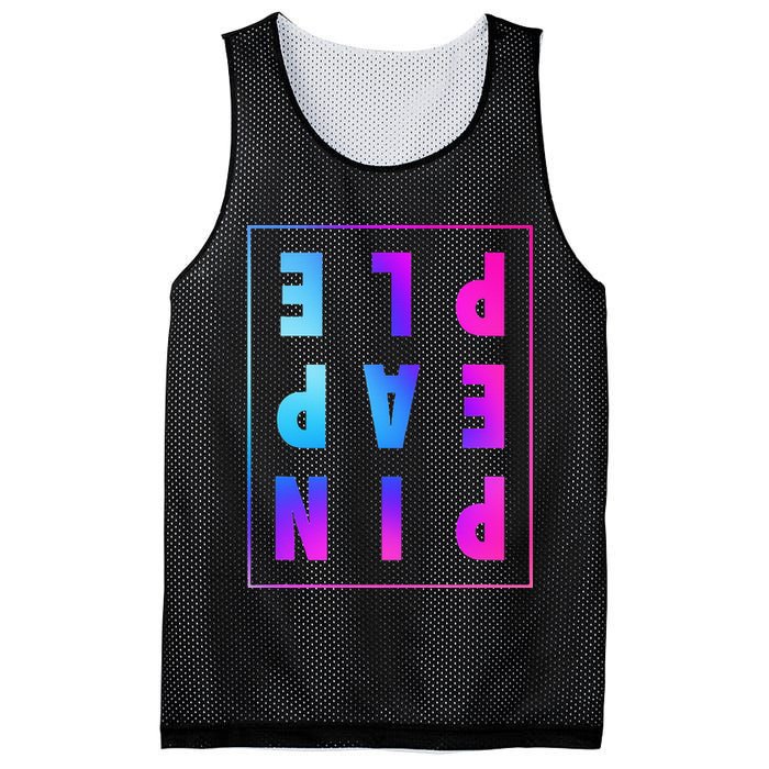 Retro Upside Down Pineapple Swinger Pastel Text Grid Mesh Reversible Basketball Jersey Tank