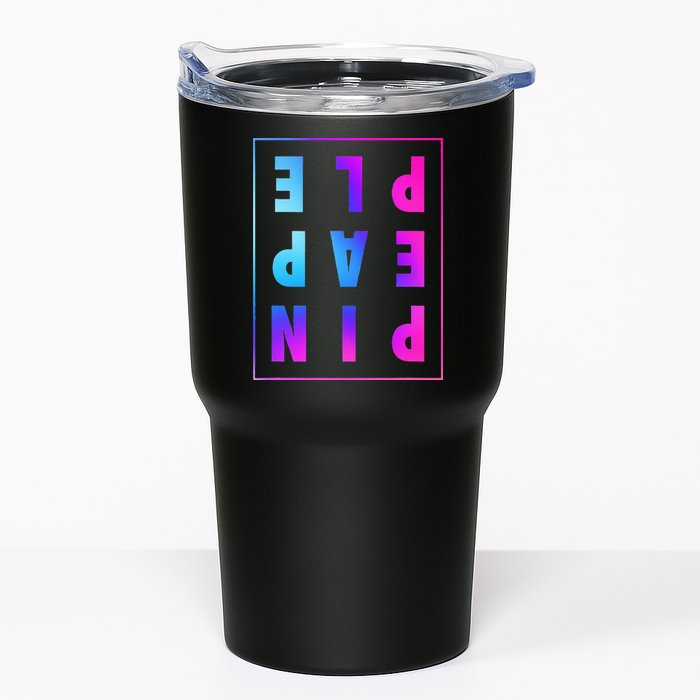 Retro Upside Down Pineapple Swinger Pastel Text Grid Tumbler