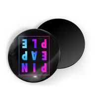 Retro Upside Down Pineapple Swinger Pastel Text Grid Magnet