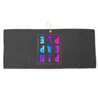 Retro Upside Down Pineapple Swinger Pastel Text Grid Large Microfiber Waffle Golf Towel