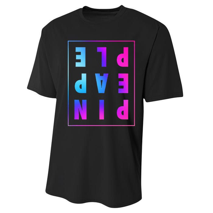 Retro Upside Down Pineapple Swinger Pastel Text Grid Performance Sprint T-Shirt