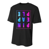 Retro Upside Down Pineapple Swinger Pastel Text Grid Youth Performance Sprint T-Shirt