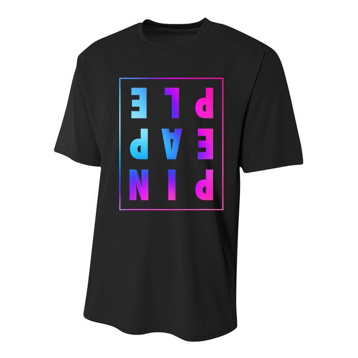 Retro Upside Down Pineapple Swinger Pastel Text Grid Youth Performance Sprint T-Shirt