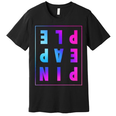 Retro Upside Down Pineapple Swinger Pastel Text Grid Premium T-Shirt