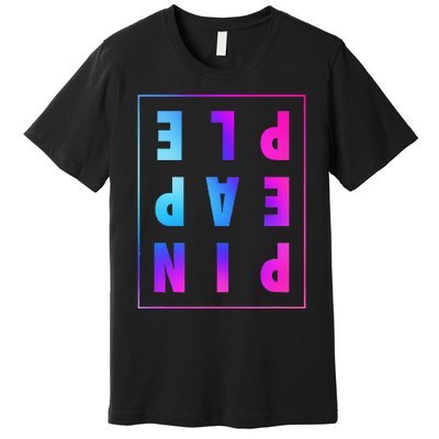 Retro Upside Down Pineapple Swinger Pastel Text Grid Premium T-Shirt