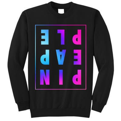 Retro Upside Down Pineapple Swinger Pastel Text Grid Tall Sweatshirt