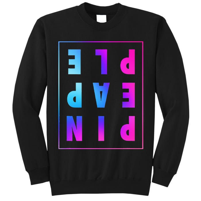 Retro Upside Down Pineapple Swinger Pastel Text Grid Tall Sweatshirt