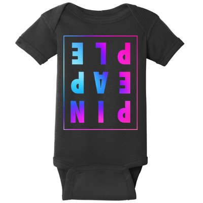 Retro Upside Down Pineapple Swinger Pastel Text Grid Baby Bodysuit