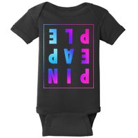 Retro Upside Down Pineapple Swinger Pastel Text Grid Baby Bodysuit