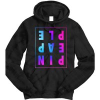 Retro Upside Down Pineapple Swinger Pastel Text Grid Tie Dye Hoodie