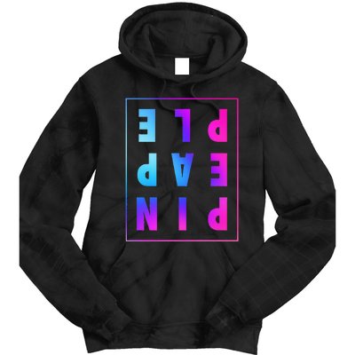 Retro Upside Down Pineapple Swinger Pastel Text Grid Tie Dye Hoodie